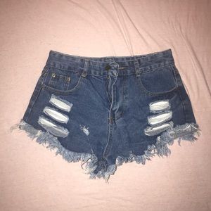 Distressed Denim Shorts
